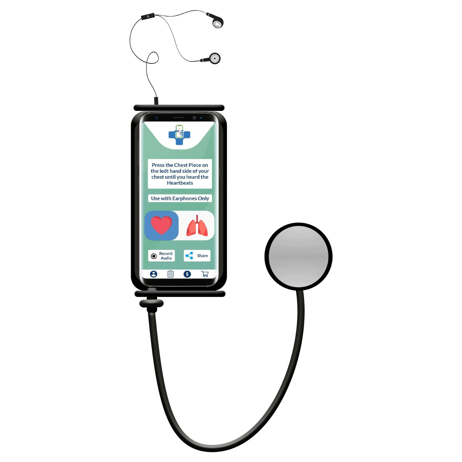 SuperCAPE™ - Smartphone with stethoscope for remote heart and lung sound monitoring